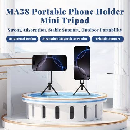 Alloy Phone Tripod Safety Buckle, Suitable for Iphone Portable Double-Sided Magnetic Tripod Desktop Phone Handle Holder