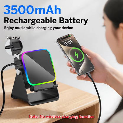 5 in 1 Auto-Induction Wireless Induction Speaker 8 Mode RGB Lights HIFI Sound Portable Bluetooth Phone Holder Christmas Gifts